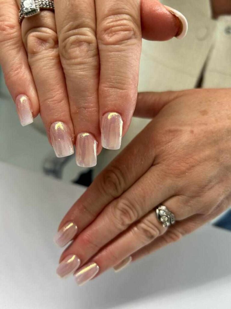 On trend wedding nails 2024 - pearl effect beautiful nails for weddings